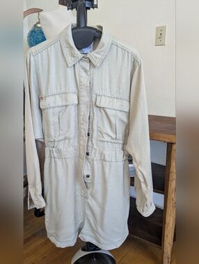 BDG Khaki Button-Up Utility Romper